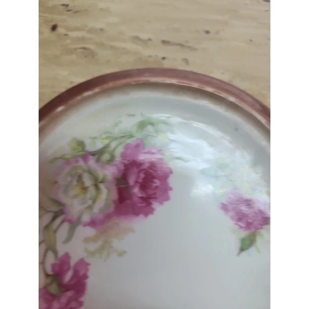 Antique  Floral Porcelain Trivet 6